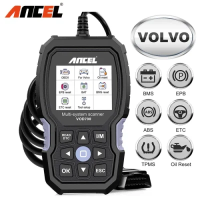 Ancel VOD700 Scanner OBD2 per Volvo, lettore di codici per auto, strumento di scansione diagnostica, sanguinamento ABS, olio per iniezione, ecc., BMS, Epb, TPMS, ripristino DPF